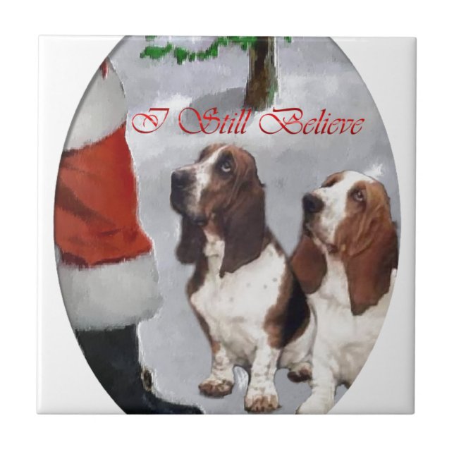 Azulejo De Cerámica Navidades de Basset Hound (Frente)
