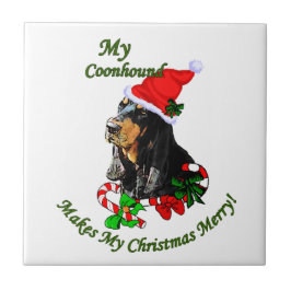 Azulejo De Cerámica Navidades de Black and Tan Coonhound