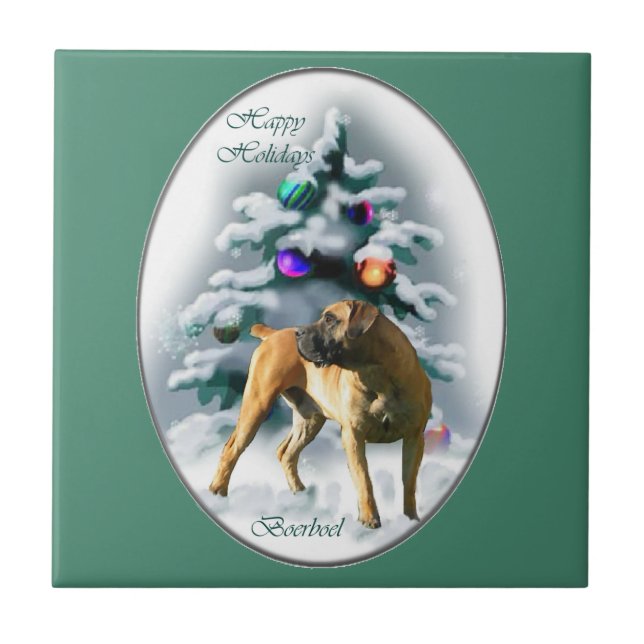 Azulejo De Cerámica Navidades de Boerboel (Frente)