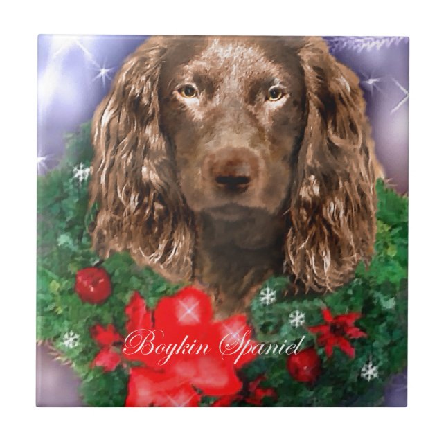 Azulejo De Cerámica Navidades de Boykin Spaniel (Frente)