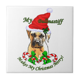 Azulejo De Cerámica Navidades de Bullmastiff Merry
