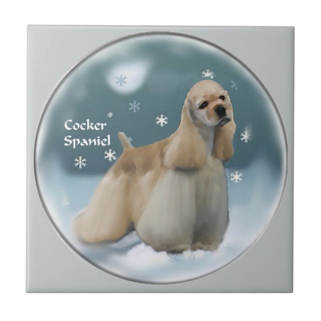 Azulejo De Cerámica Navidades de Cocker Spaniel Regalos (Frente)