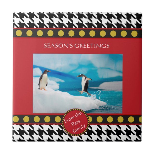 Azulejo De Cerámica Navidades de Dogtooth, Houndstoth (Frente)