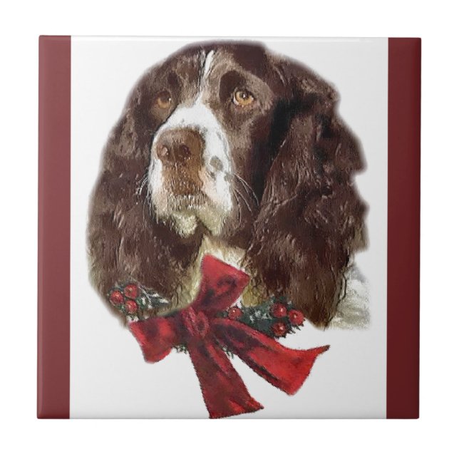 Azulejo De Cerámica Navidades de English Springer Spaniel (Frente)