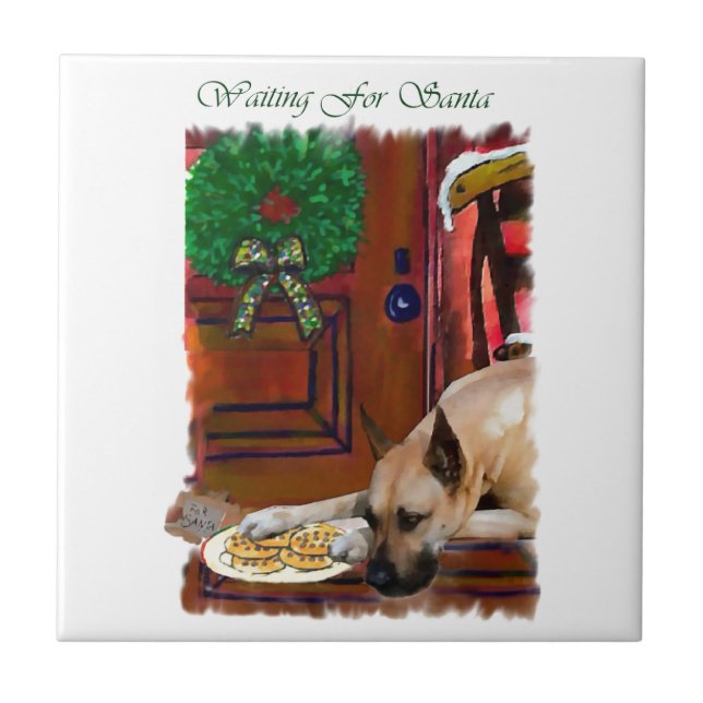 Azulejo De Cerámica Navidades de Fawn Great Dane (Frente)