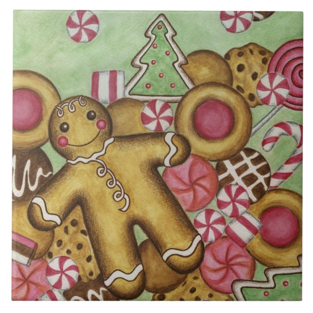 Azulejo De Cerámica Navidades de Gingerbread Trivet Tile (Frente)