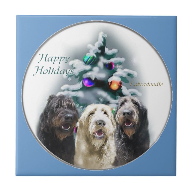Azulejo De Cerámica Navidades de Labradoodle (Frente)