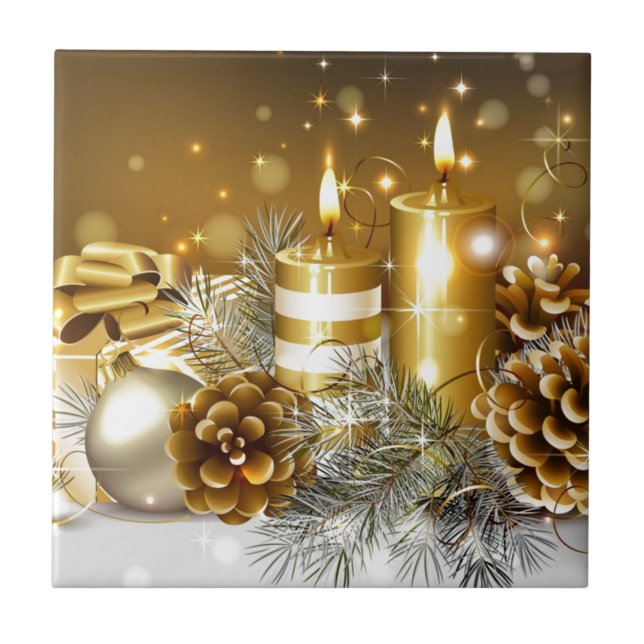 Azulejo De Cerámica Navidades de oro (Frente)