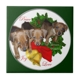 Azulejo De Cerámica Navidades de Pinscher Puppies alemanes