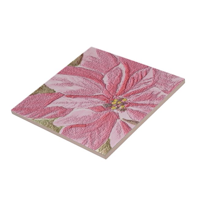 Azulejo De Cerámica Navidades de Poinsettia pintados en mosaico de flo (Lado)