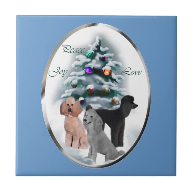 Azulejo De Cerámica Navidades de Poodle Lovers (Frente)
