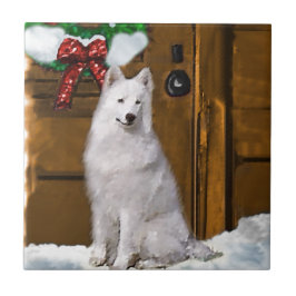Azulejo De Cerámica Navidades de Samoyed