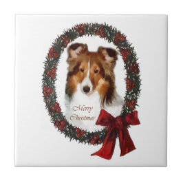 Azulejo De Cerámica Navidades de Shetland Sheepdog Sheltie