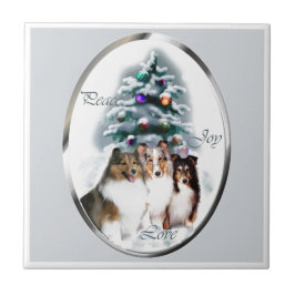 Azulejo De Cerámica Navidades de Shetland Sheepdog Sheltie