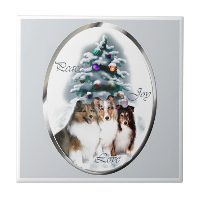 Azulejo De Cerámica Navidades de Shetland Sheepdog Sheltie (Frente)