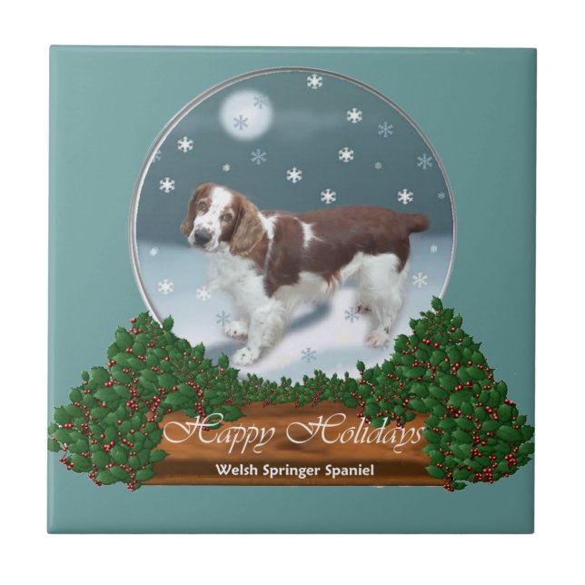 Azulejo De Cerámica Navidades de Welsh Springer Spaniel (Frente)