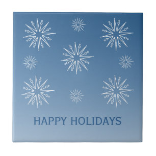 Azulejo De Cerámica Navidades deslumbrantes Estrellas en mosaico, azul