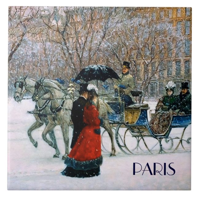 Azulejo De Cerámica Navidades en París. Regalo de navidades (Frente)