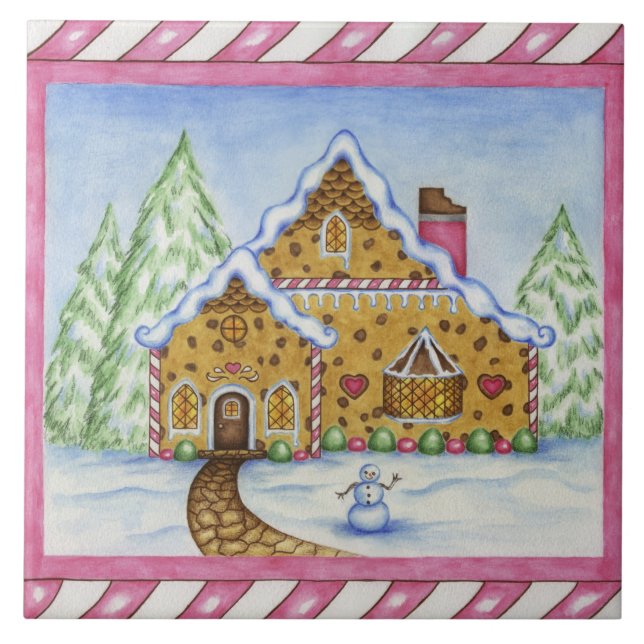 Azulejo De Cerámica Navidades Gingerbread House Kitchen Trivet Gift (Frente)