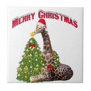 Azulejo De Cerámica Navidades Giraffe
