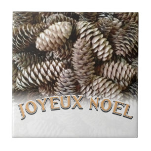 Azulejo De Cerámica Navidades Joyeux Noel Holiday Pine Cone