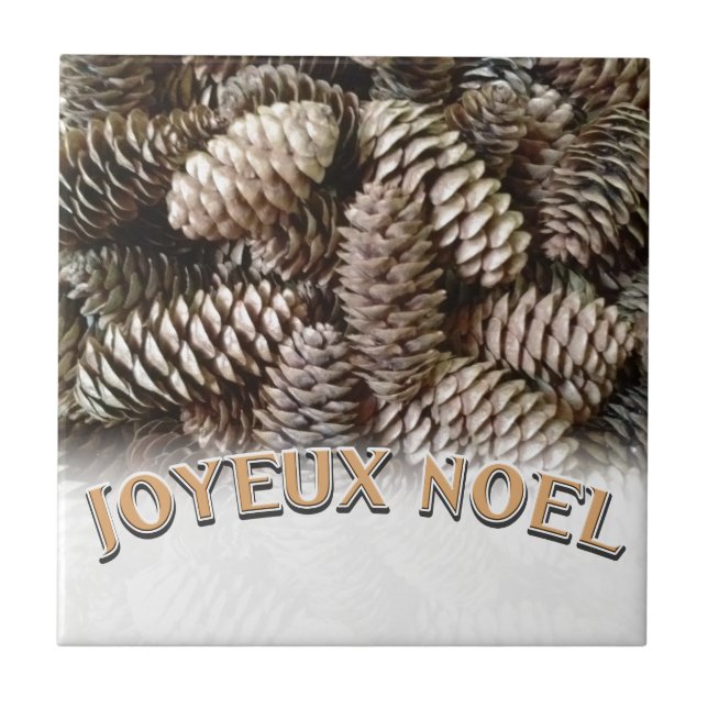 Azulejo De Cerámica Navidades Joyeux Noel Holiday Pine Cone (Frente)