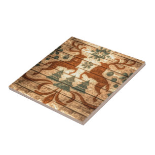 Azulejo De Cerámica Navidades nórdicos de renos primitivos