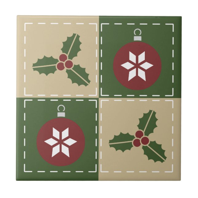 Azulejo De Cerámica Navidades Quilt Tile (Frente)