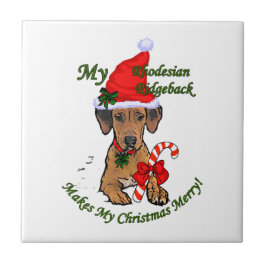 Azulejo De Cerámica Navidades Ridgeback de Rhodesia