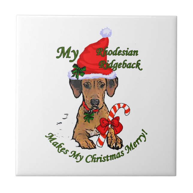Azulejo De Cerámica Navidades Ridgeback de Rhodesia (Frente)