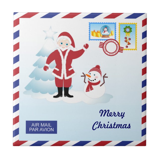 Azulejo De Cerámica Navidades rompen el sobre de correo (Frente)