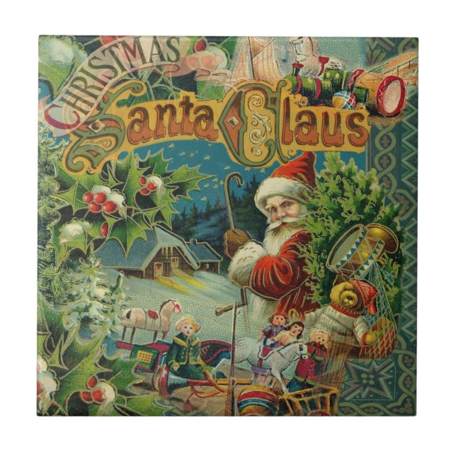 Azulejo De Cerámica Navidades Santa Claus Arte Antiguo (Frente)