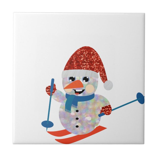Azulejo De Cerámica navidades snowman (Frente)