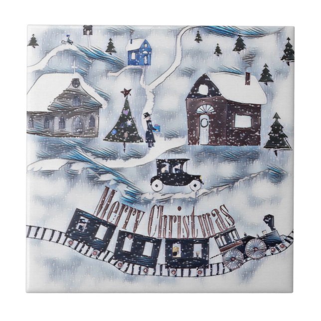 Azulejo De Cerámica Navidades, Vintage (Frente)