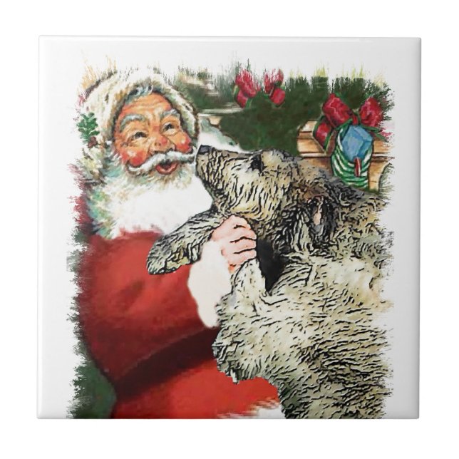 Azulejo De Cerámica Navidades Wolfhound de Irlanda (Frente)