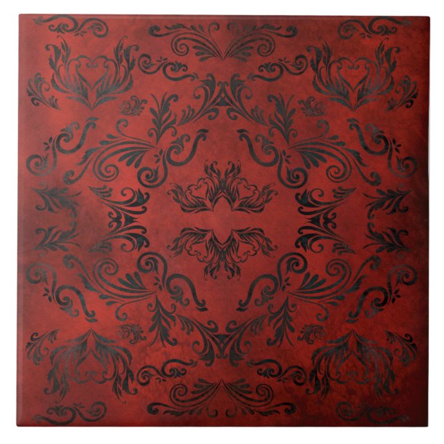 azulejo de cerámica negro romántico elegante manda (Frente)