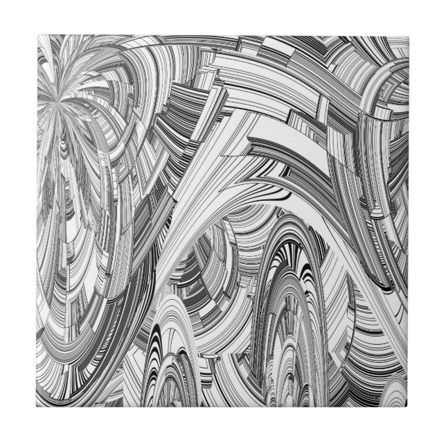 Azulejo De Cerámica Negro y blanco moderno (Frente)