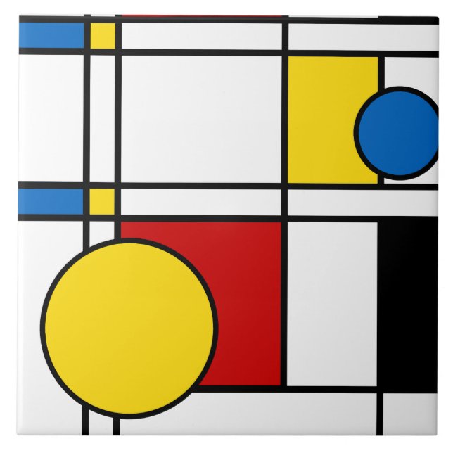 Azulejo De Cerámica Neo-Plasticismo No. 4 mosaico de arte (Frente)