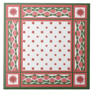 Azulejo De Cerámica Nieves de agua rosada en mosaico de cerámica blanc