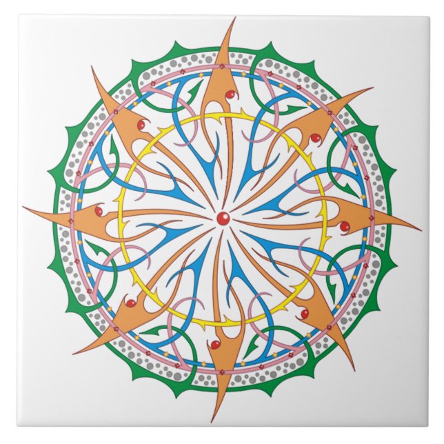 Azulejo De Cerámica Nilo de acento decorativo de espiral oceánica (W) (Frente)