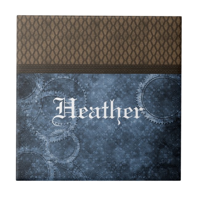 Azulejo De Cerámica Nilo de vapor de gas metalizado, azul (Frente)