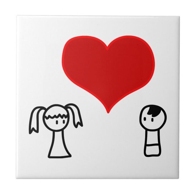 Azulejo De Cerámica Niño y chica de amor (Frente)