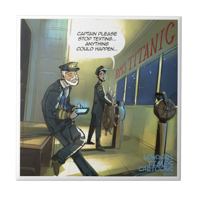 Azulejo De Cerámica No mandar mensajes de texto y titanio gracioso (Frente)