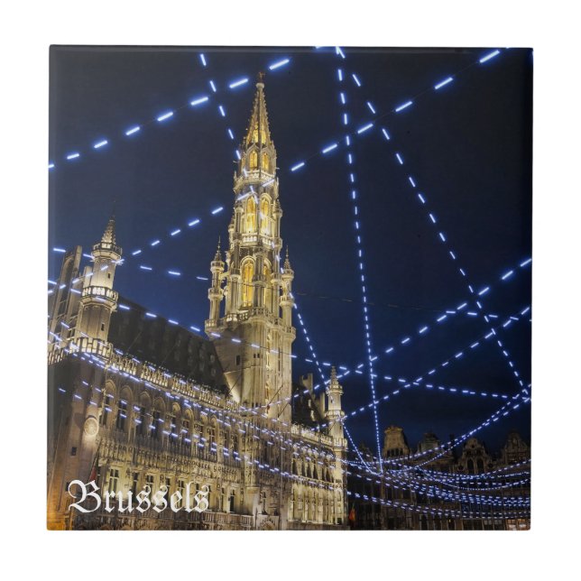Azulejo De Cerámica Noche en Bruselas (Frente)
