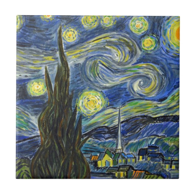 Azulejo De Cerámica Noche estrellada, Van Gogh (Frente)
