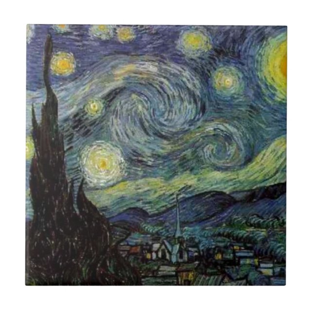 Azulejo De Cerámica Noche Starry - van Gogh (Frente)