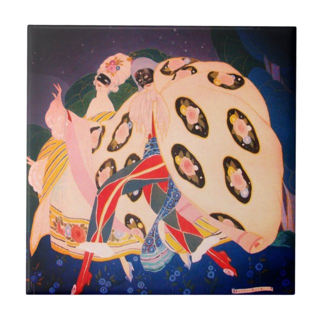 Azulejo De Cerámica NOCTURNA CON MÁSCARAS / Mascarada veneciana (Frente)