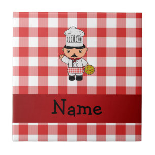 Azulejo De Cerámica Nombre personalizado: Chequero rojo italiano