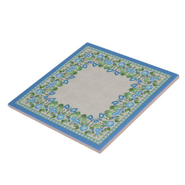 Azulejo De Cerámica Nostalgic Blue Morning Glory Ceramic Tile (Lado)