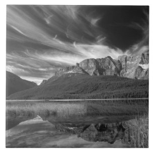Azulejo De Cerámica Nubes cirrus sobre el lago Waterfowl, Banff